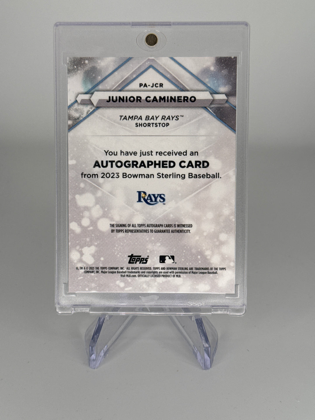 Junior Caminero 2023 Bowman Sterling Prospect Wave Refractor Auto, 080/125