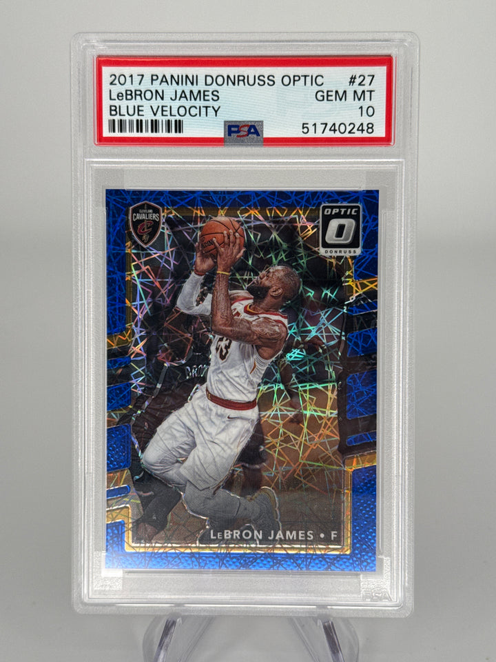 Lebron James 2017 Panini Donruss Optic Blue Velocity, PSA 10 Gem Mint