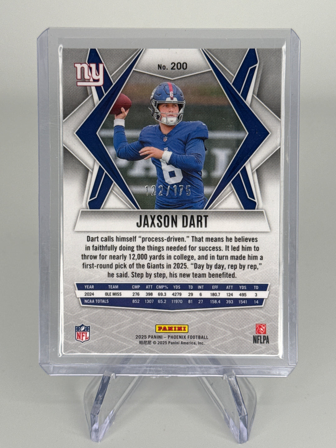 Jaxson Dart 2025 Panini Phoenix Teal Lave Rookie, 122/175