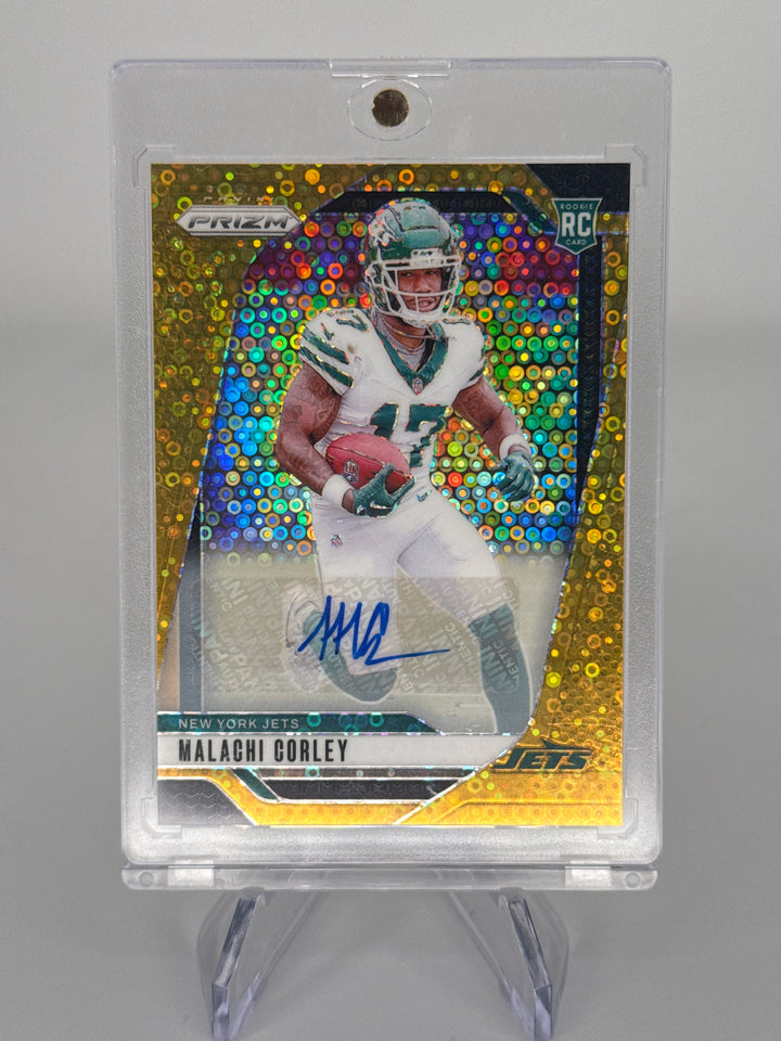 Malachi Corley 2024 Panini Prizm Gold Disco Prizm Rookie Auto, 07/10