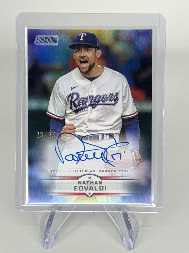 Nathan Eovaldi 2025 Topps Stadium Club Rainbow Foil Auto, 23/25