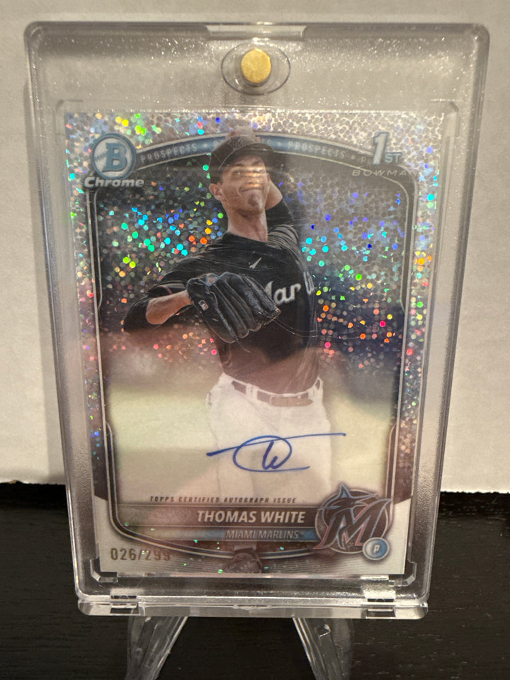 Thomas White 2025 Bowman Chrome Prospect 1st Auto, Mini Diamond Refractor, 026/299