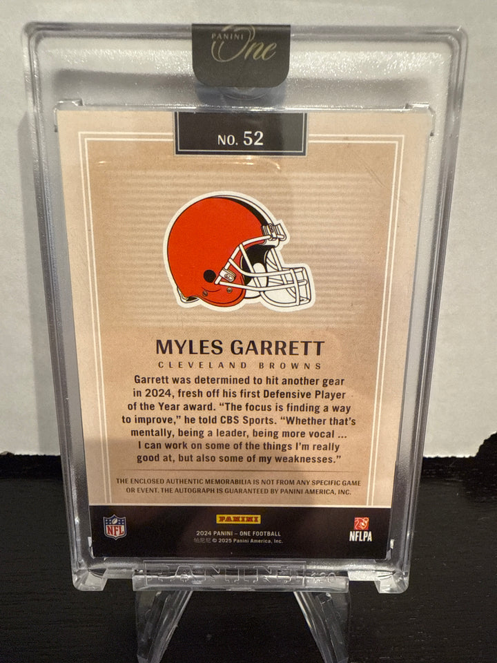 Myles Garrett 2024 Panini One Quad Patch Autograph, 22/99