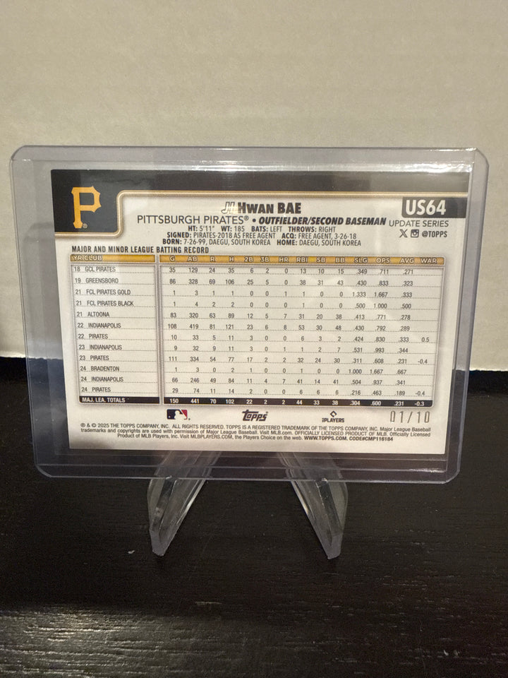 Ji Hwan Bae 2025 Topps Update Black Foil Refractor, 01/10