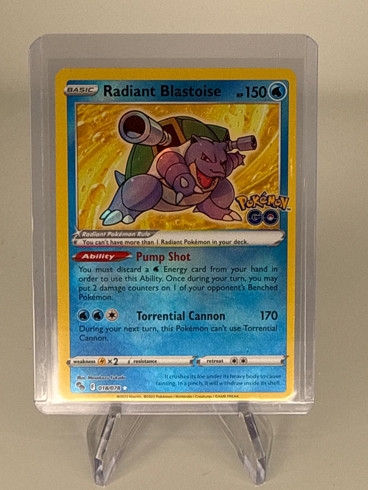 Pokemon TCG 2022 Radiant Blastoise Holo Pokemon Go, 018/078