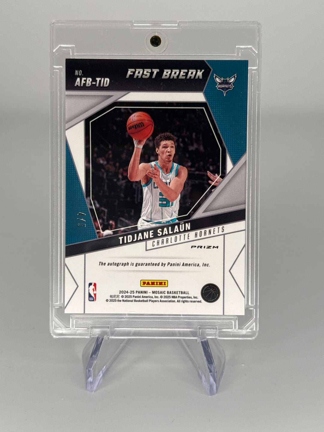 Tidjane Salaun 2024 Panini Mosaic Fast Break Green Rookie Auto, 4/5