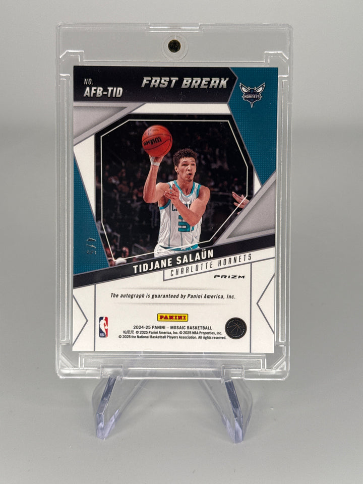 Tidjane Salaun 2024 Panini Mosaic Fast Break Green Rookie Auto, 4/5