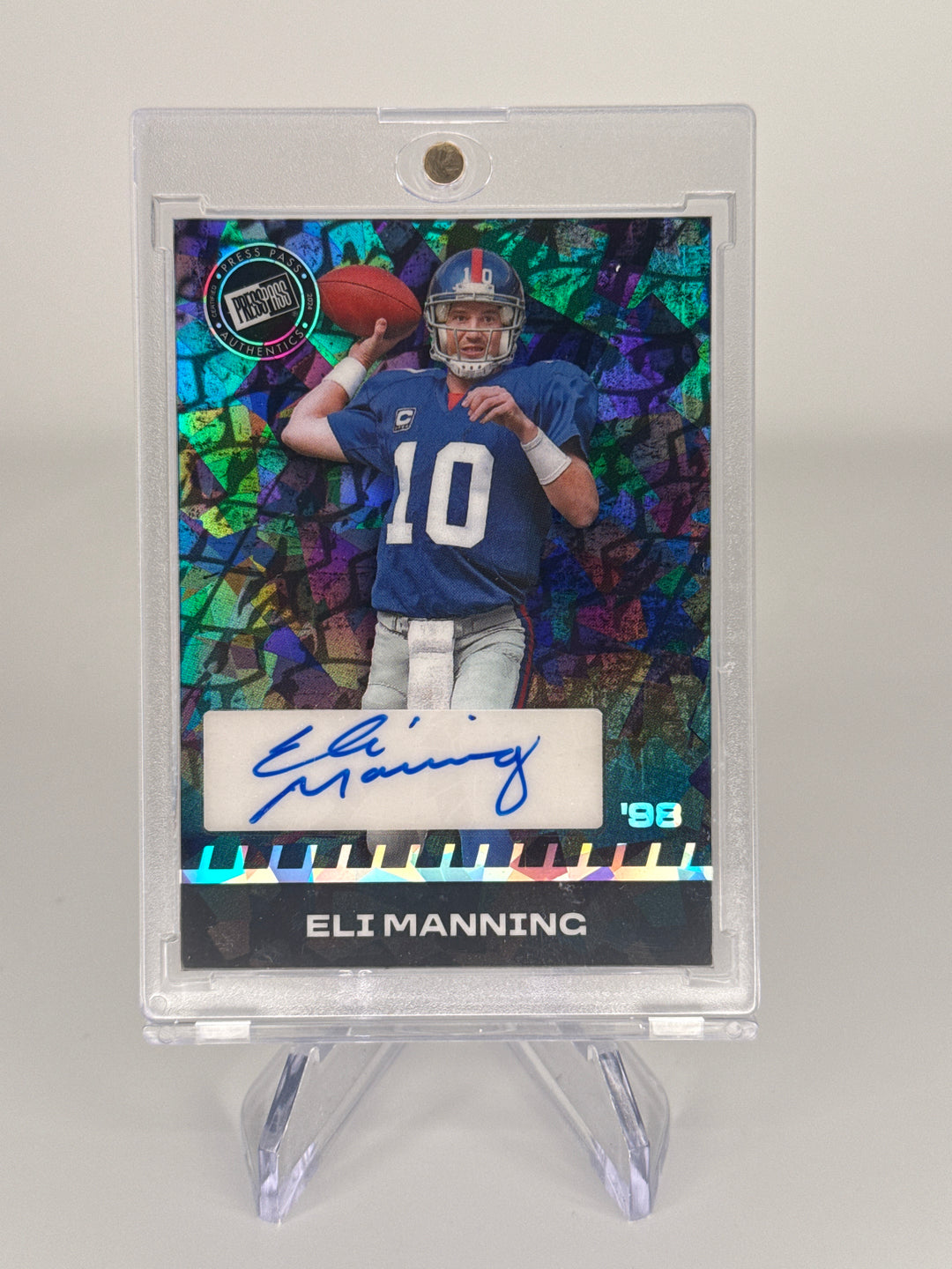 Eli Manning/Jaxson Dart 2024 Leaf Collective Light Blue Crystal Dual Auto, 20/20