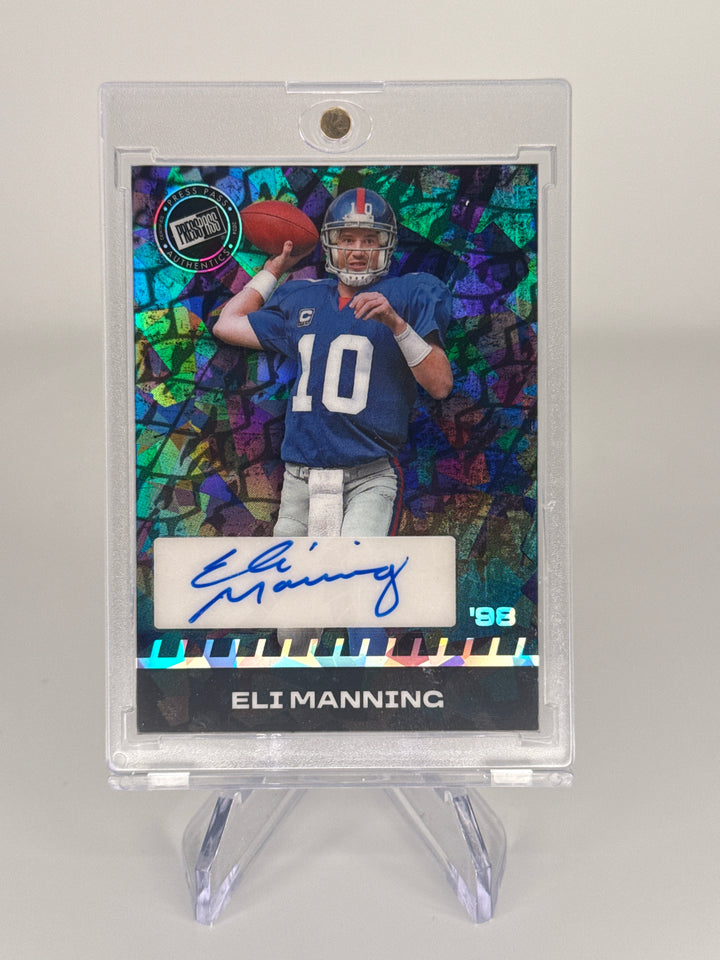 Eli Manning/Jaxson Dart 2024 Leaf Collective Light Blue Crystal Dual Auto, 20/20