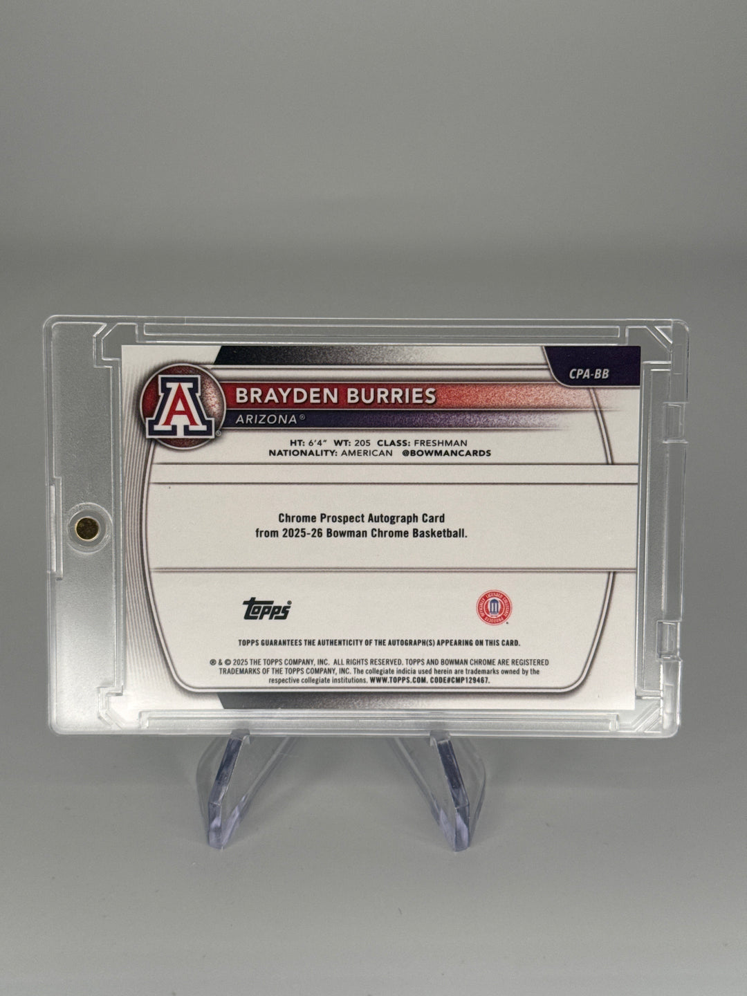 Brayden Burries 2025 Bowman Chrome University Green Mega Box 1st Auto, 32/99