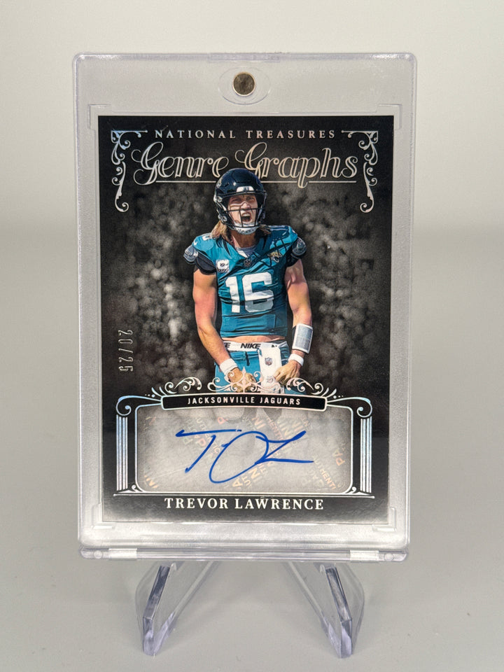 Trevor Lawrence 2025 Panini National Treasures Genre Graphs Auto, 20/25