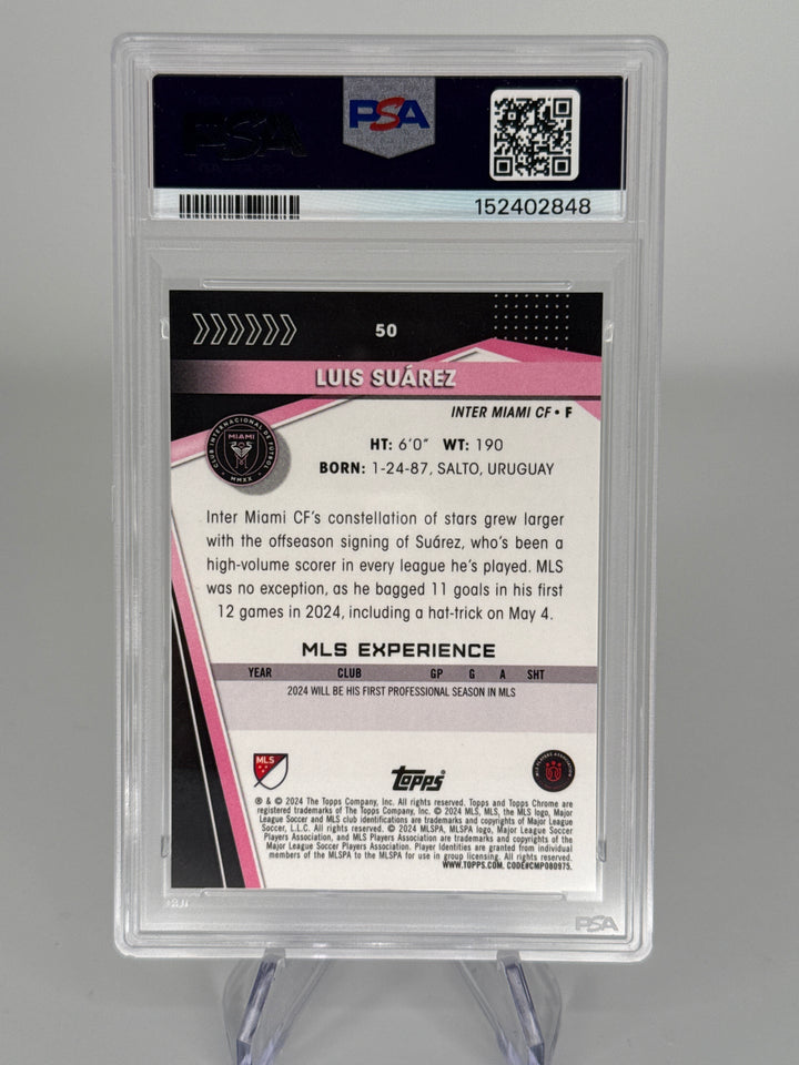 Luis Suarez 2024 Topps Chrome Sapphire MLS Image Variation Black, 07/10, PSA 9 Mint