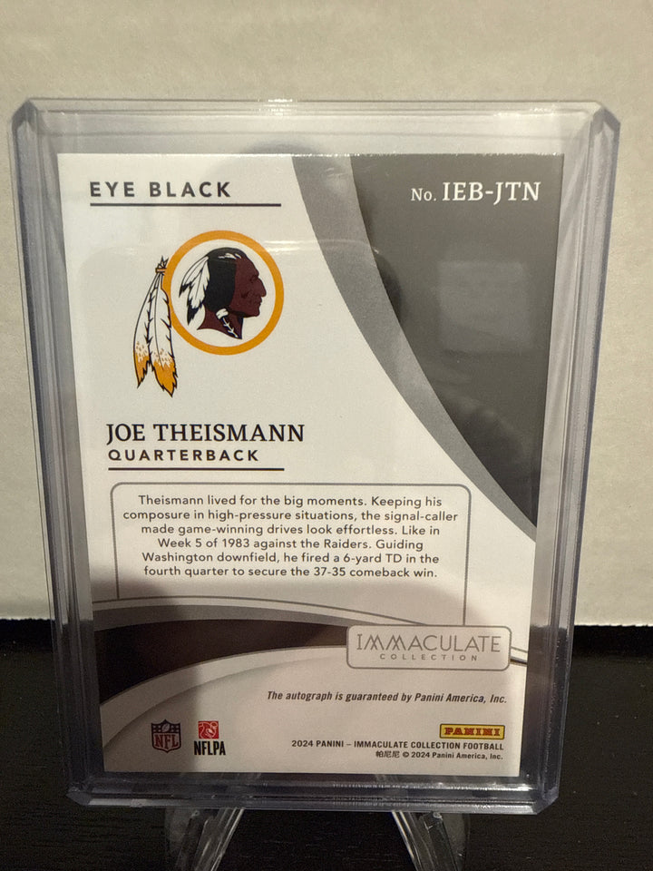 Joe Theismann 2024 Panini Immaculate Eye Black Auto, 15/49