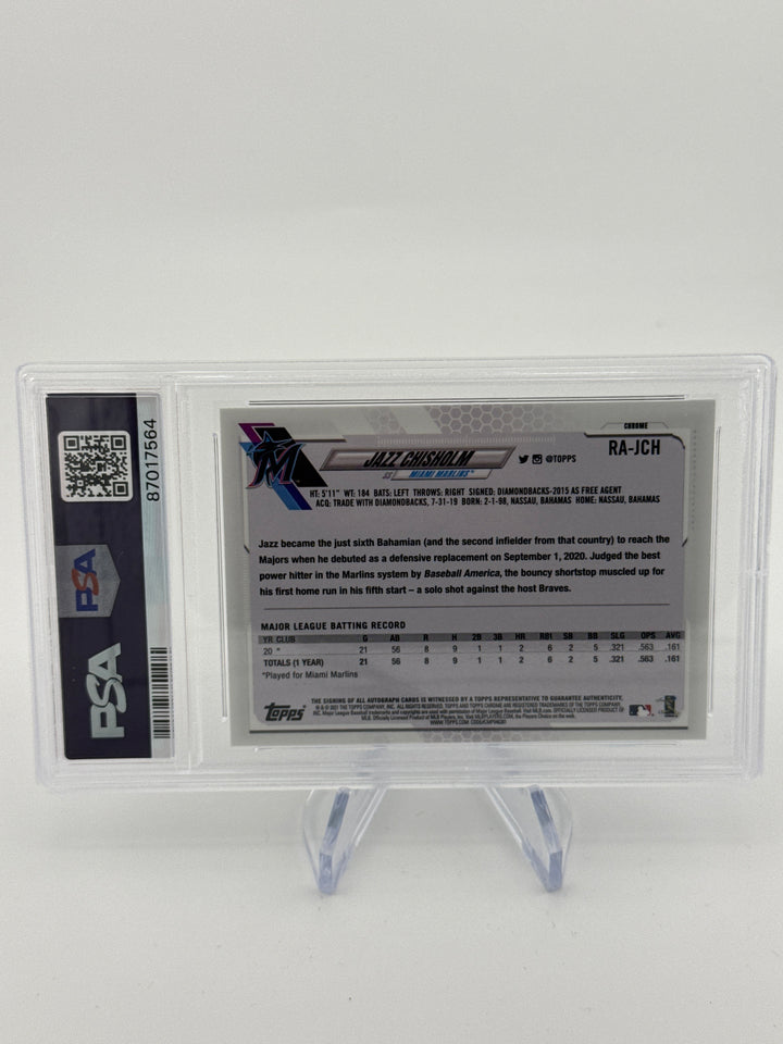 Jazz Chisholm 2021 Topps Chrome Rookie Auto, PSA 10 Gem Mint