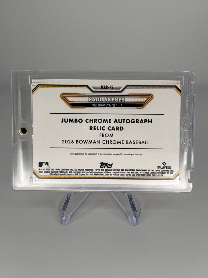 Paul Skenes 2026 Bowman Chrome Jumbo Relic Auto Orange, 15/25