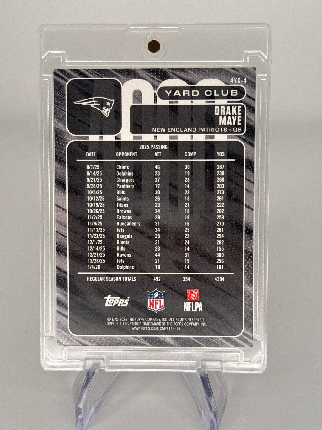 Drake Maye 2026 Topps Flagship 4000 Yard Club SSP Case Hit