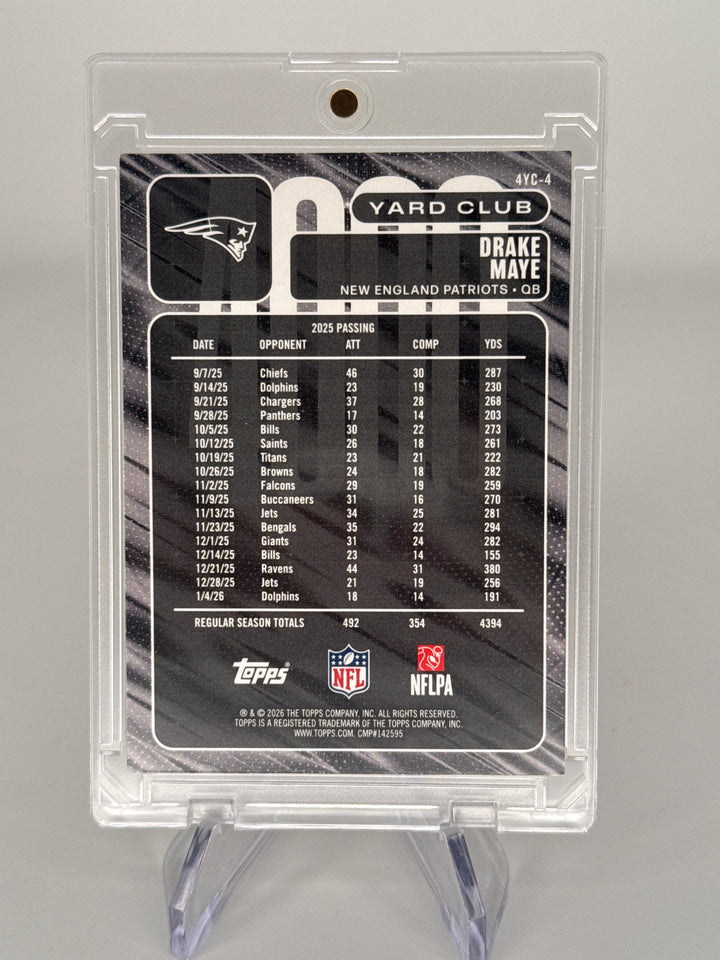 Drake Maye 2026 Topps Flagship 4000 Yard Club SSP Case Hit