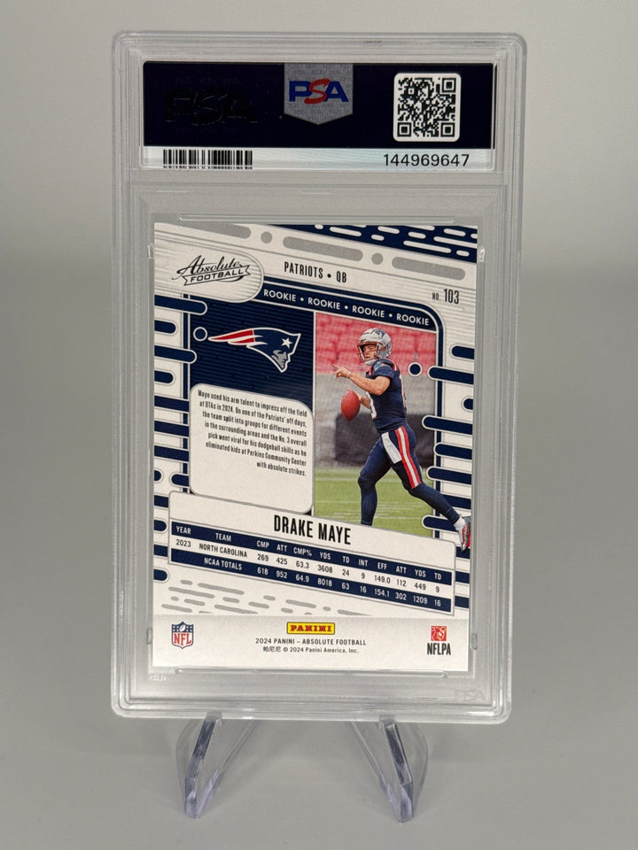 Drake Maye 2024 Panini Absolute Rookie, PSA 10 Gem Mint