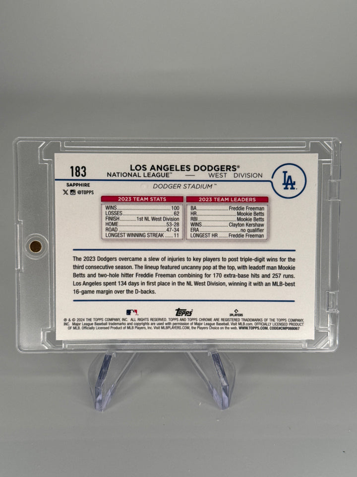 Los Angeles Dodgers 2024 Topps Chrome Sapphire Gold Refractor, 33/50