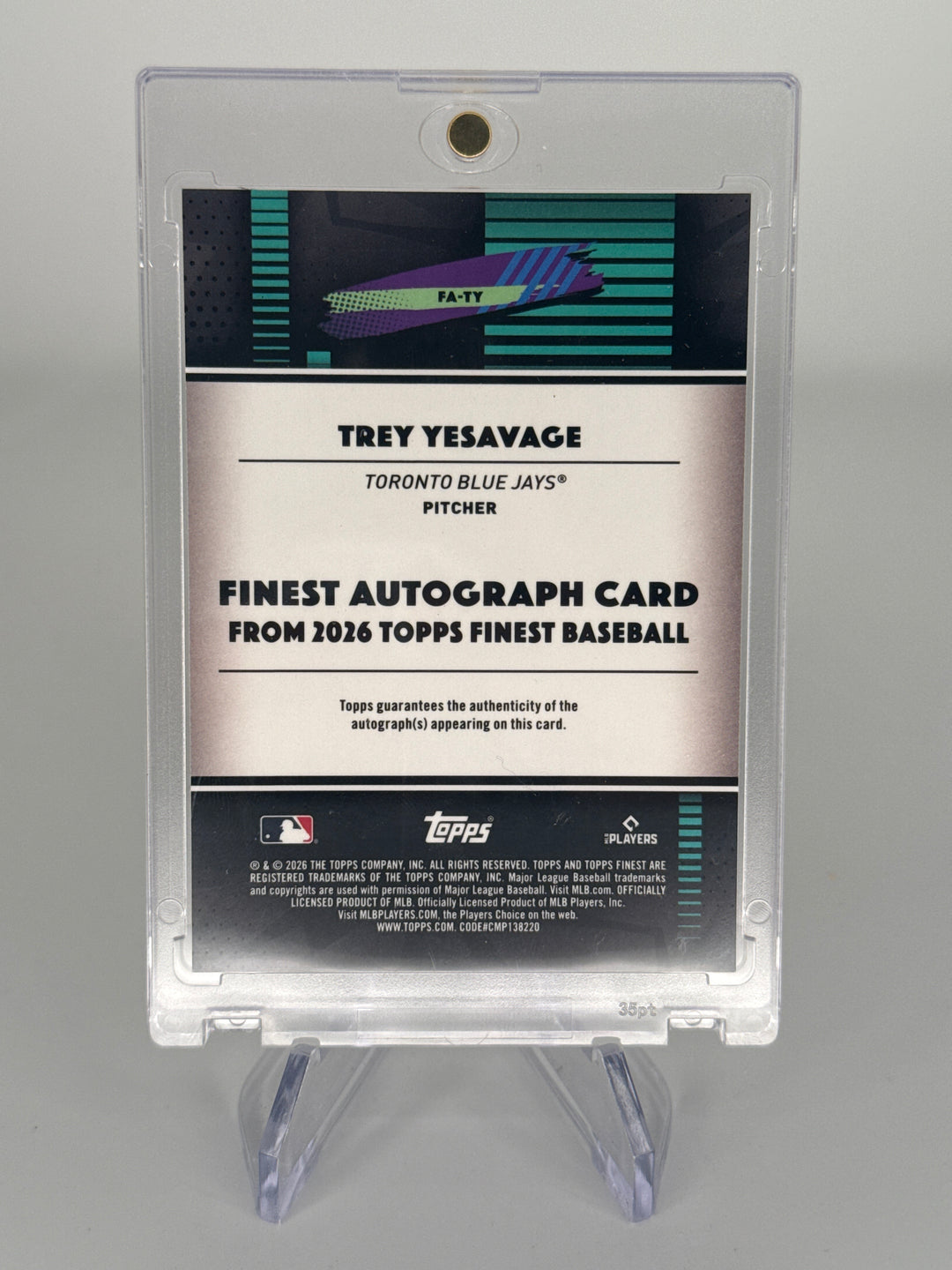 Trey Yesavage 2026 Topps Finest Gold Refractor Rookie Auto, 08/50