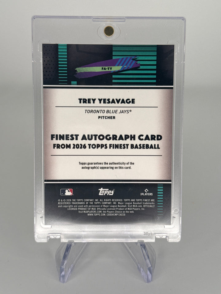 Trey Yesavage 2026 Topps Finest Gold Refractor Rookie Auto, 08/50