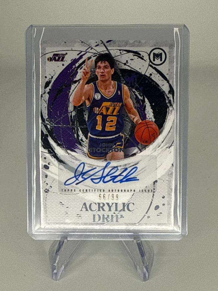 John Stockton 2026 Topps Motif Acrylic Drip Auto, 66/99