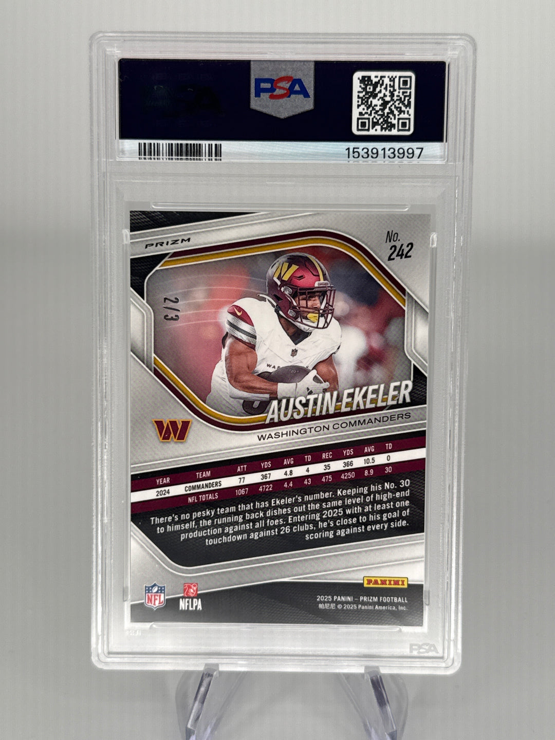 Austin Ekeler 2025 Panini Prizm White Knight Prizm, 2/3, PSA 10 Gem Mint