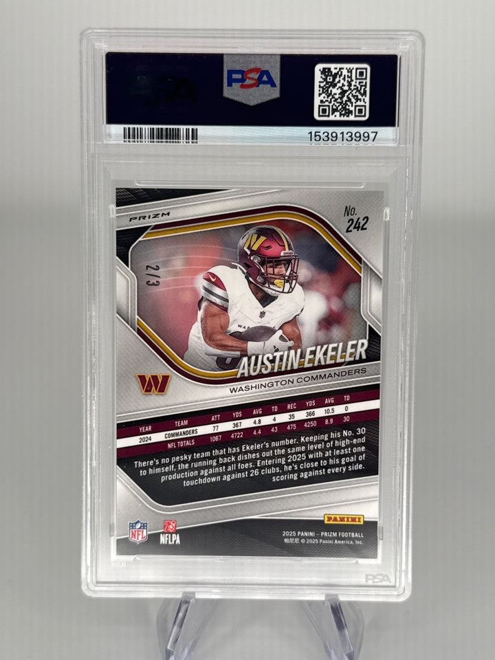 Austin Ekeler 2025 Panini Prizm White Knight Prizm, 2/3, PSA 10 Gem Mint