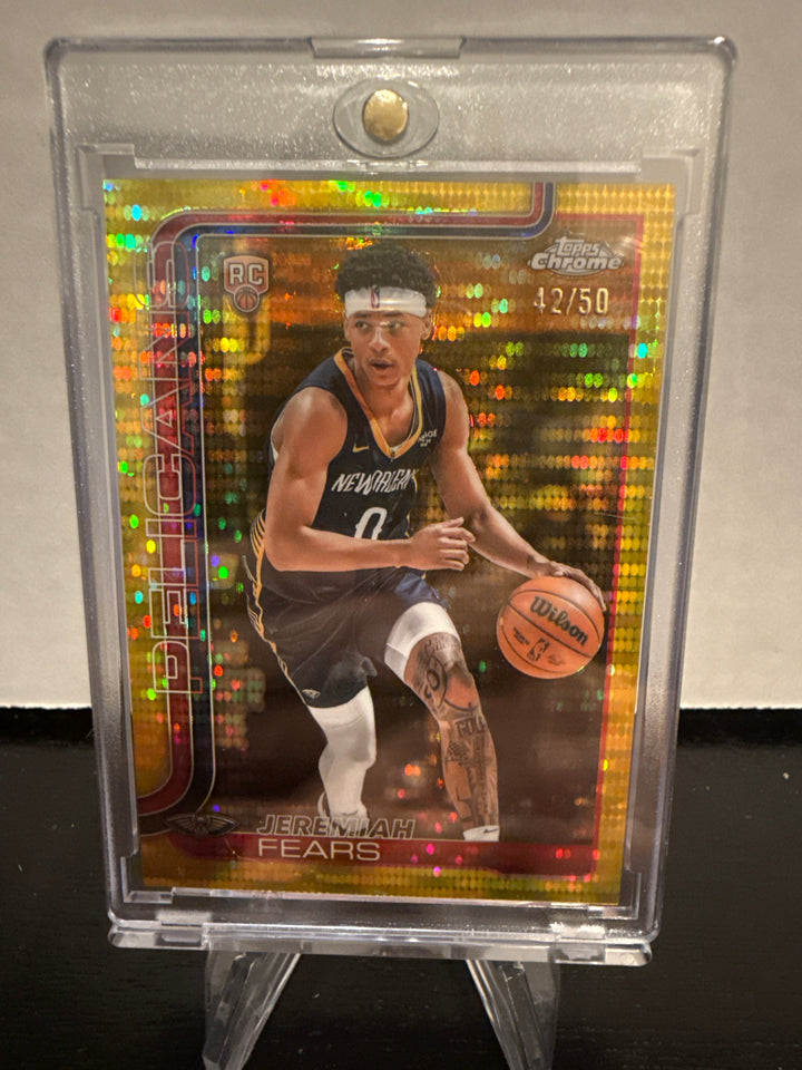 Jeremiah Fears 2025 Topps Chrome Gold Pulsar Rookie, 42/50
