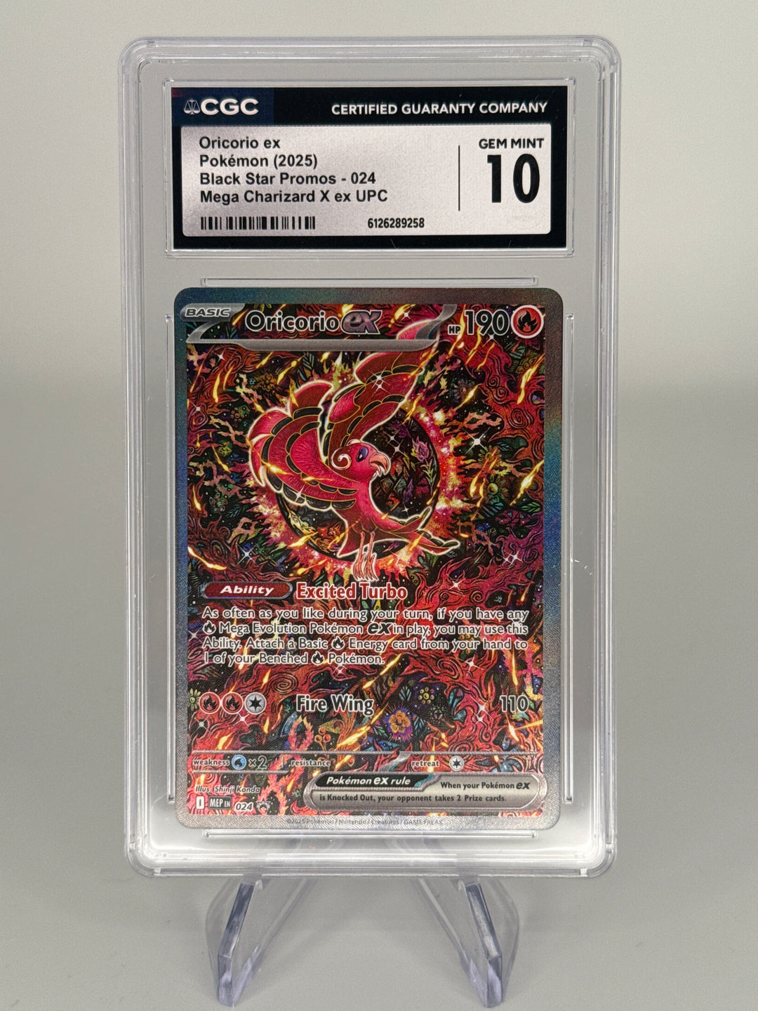 Pokemon TCG 2025 Oricorio EX Mega Evolutions Full Art Black Star Promo, 024, CGC 10 Gem Mint