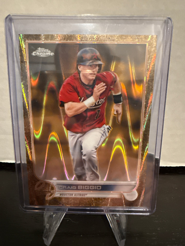 Craig Biggio 2022 Topps Gilded Collection Gold Etch Raywave Refractor, 02/25