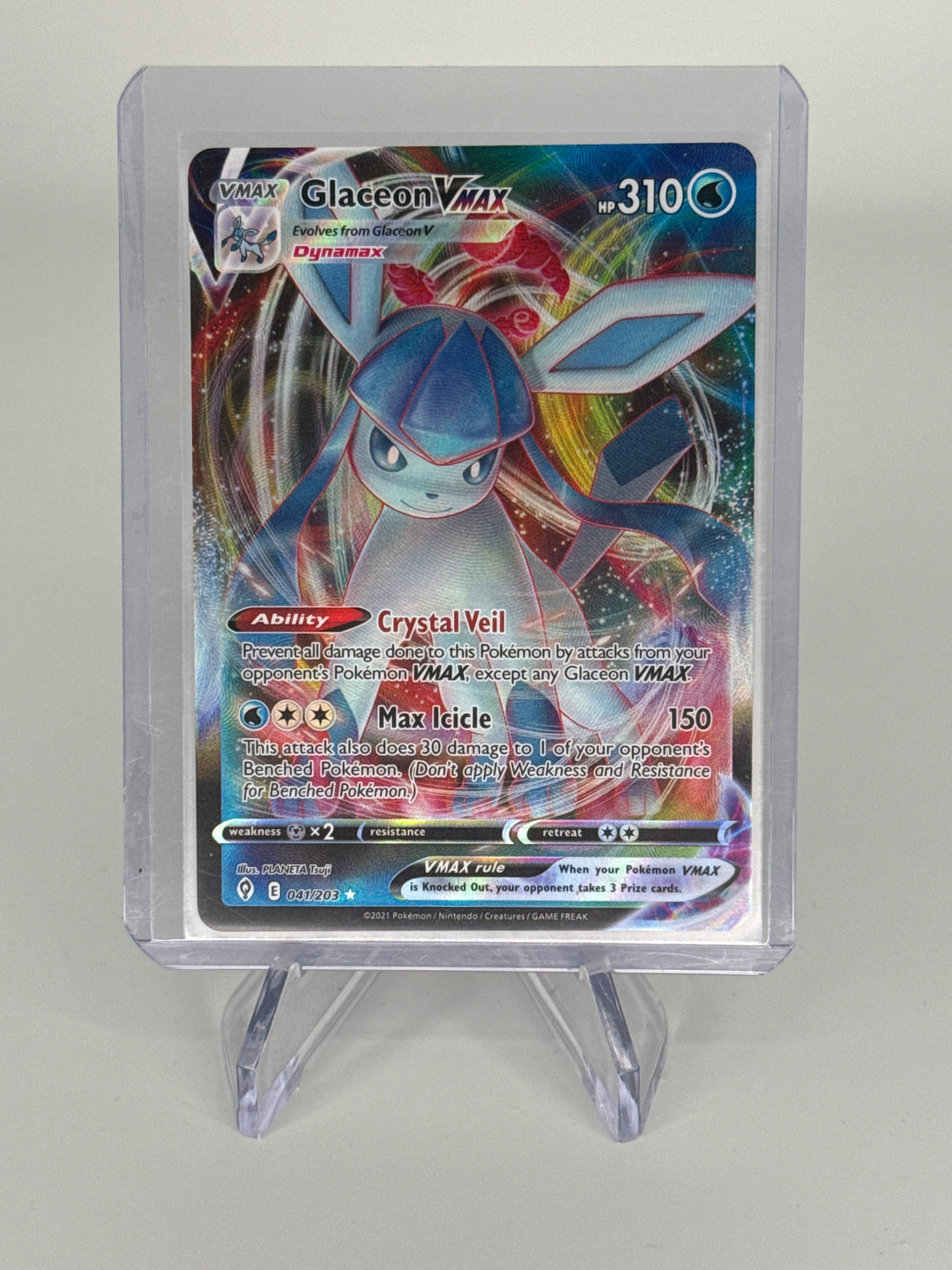 Pokemon TCG 2021 Glaceon VMax Evolving Skies Ultra Rare, 041/203