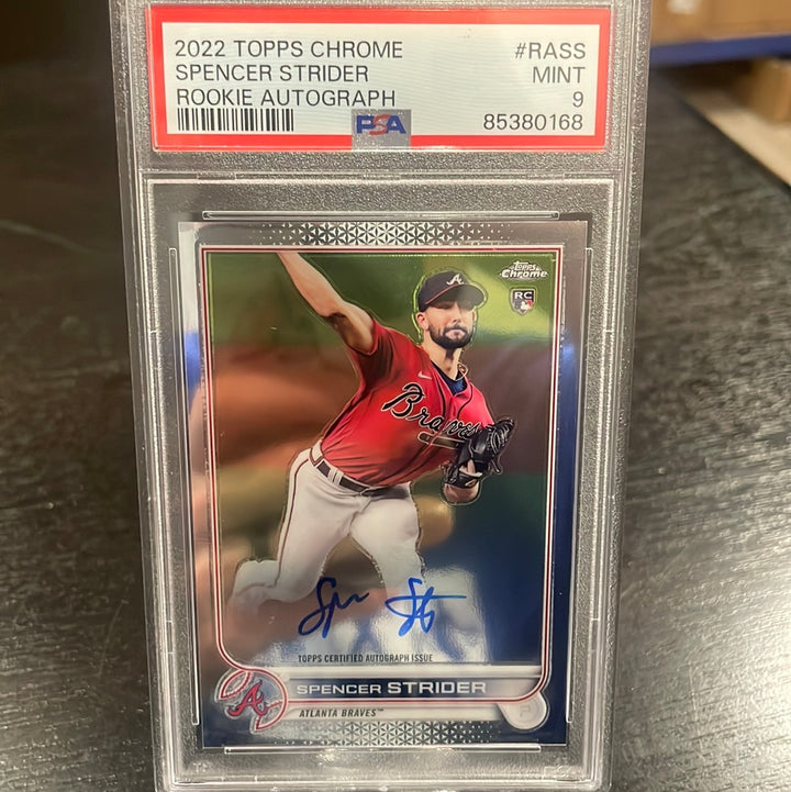 Spencer Strider 2022 Topps Chrome Rookie Autograph, PSA 9 Mint