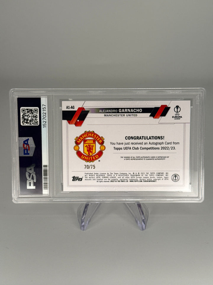 Alejandro Garnacho 2022-2023 Topps UEFA Club Competition 1st Edition Rookie Auto, 70/75, PSA 10 Gem Mint