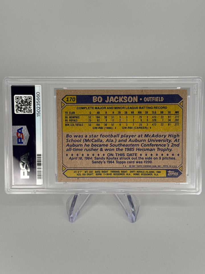 Bo Jackson 1987 Topps Future Stars Rookie, PSA 9 Mint