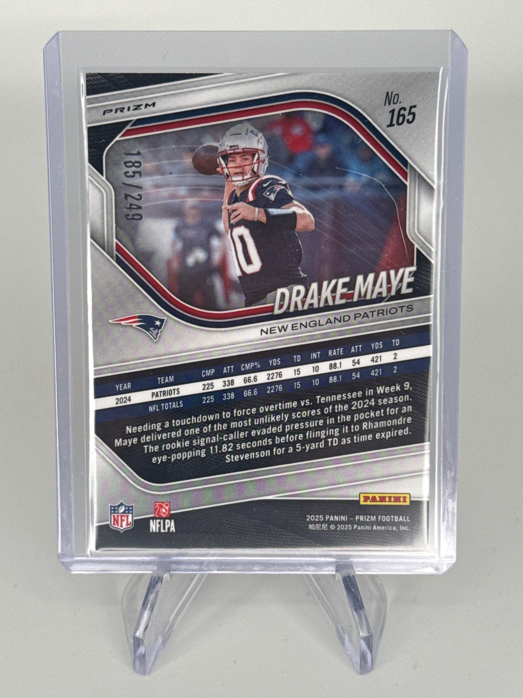 Drake Maye 2025 Panini Prizm Orange Prizm, 185/249