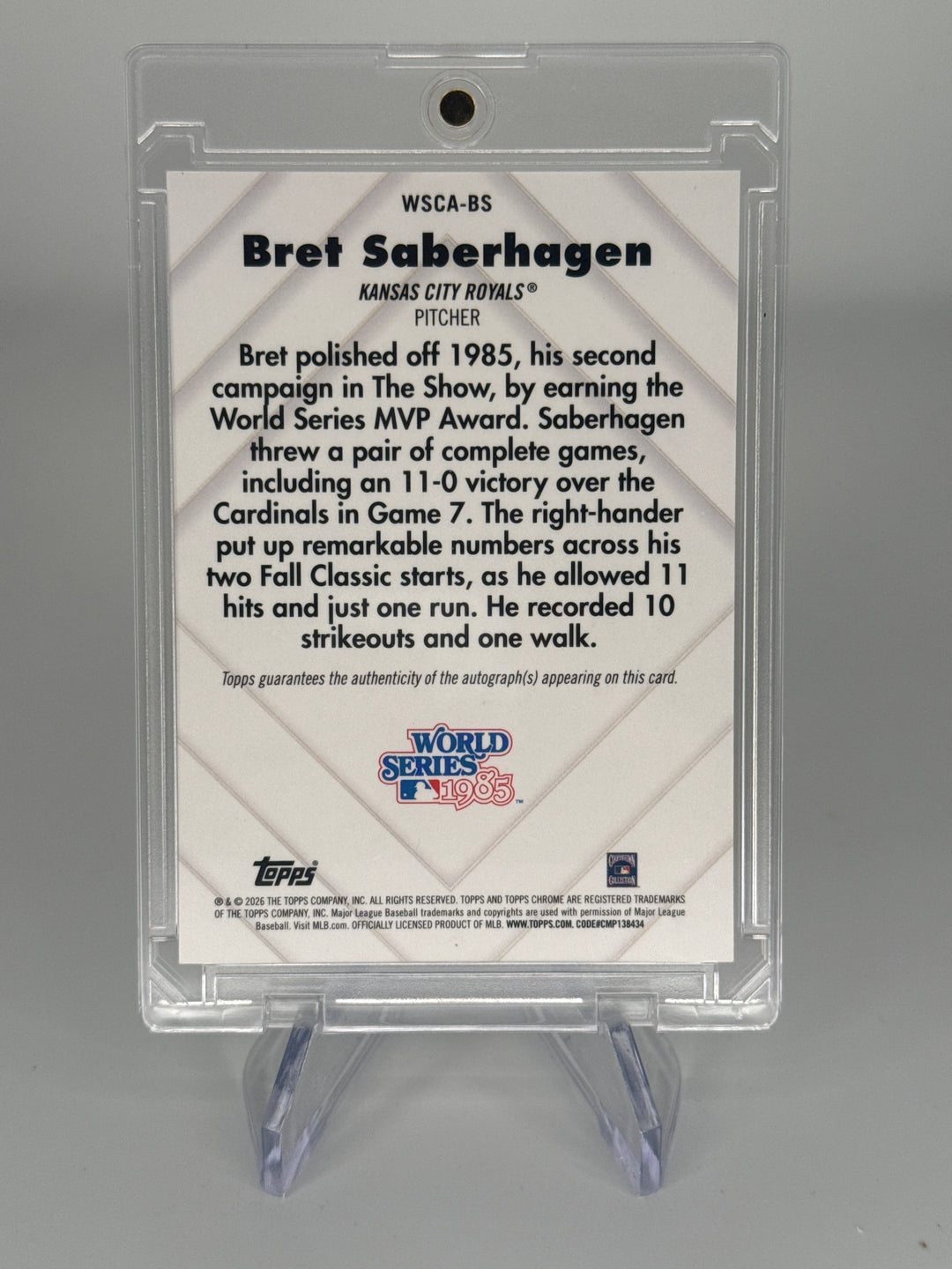 Bret Saberhagen 2026 Topps Chrome World Series Champion Auto, 050/100