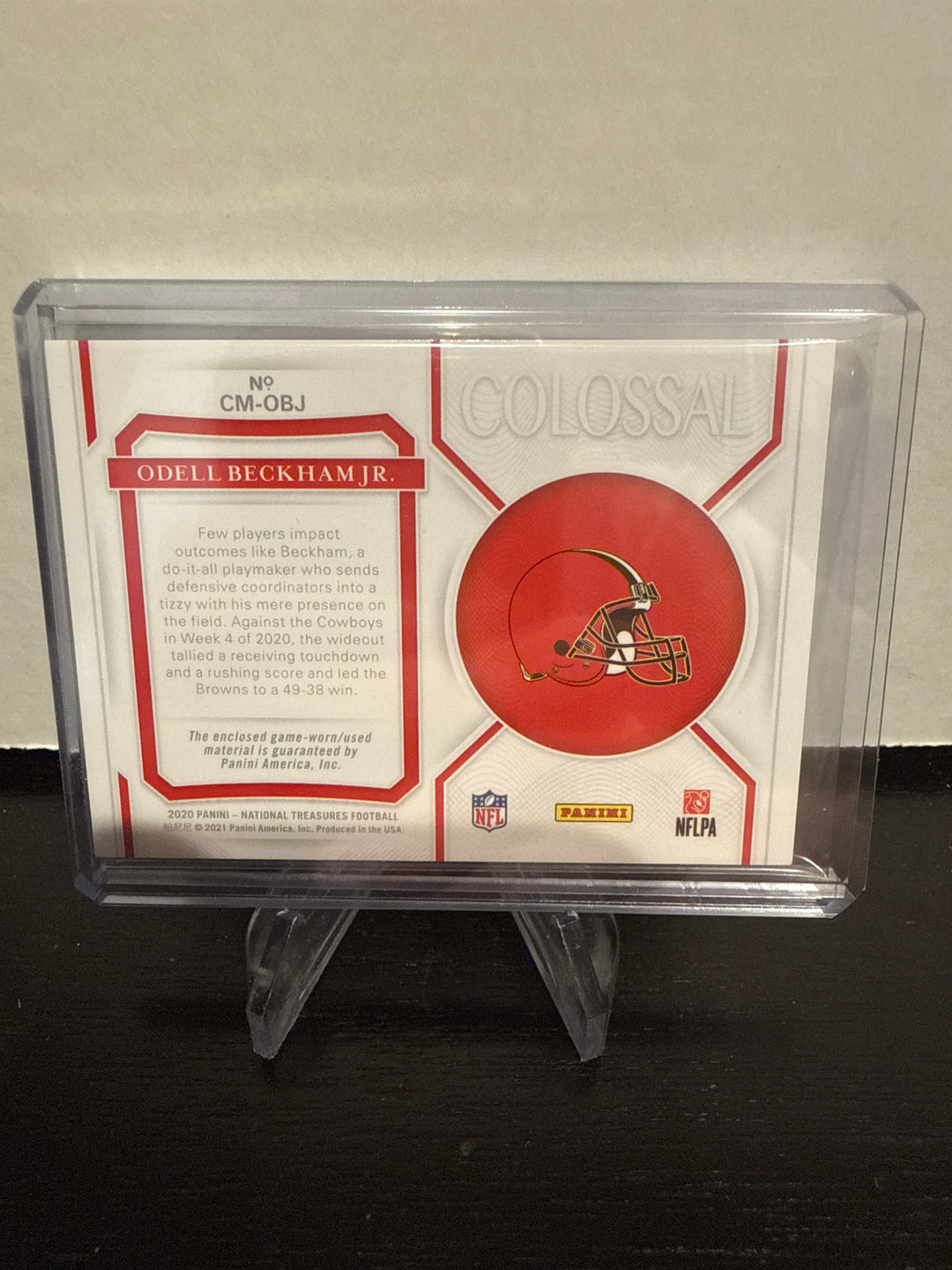 Odell Beckham Jr 2020 Panini National Treasures Colossal Game Worn Relic, 11/25