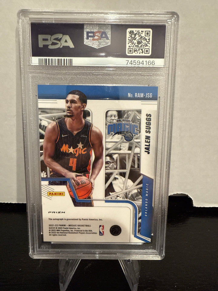 Jalen Suggs 2021 Panini Mosaic Red/Yellow Choice Rookie Auto, PSA 10 Gem Mint