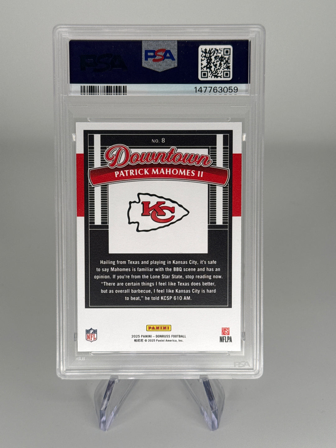 Patrick Mahomes 2025 Panini Donruss SSP Downtown Case Hit, PSA 10 Gem Mint