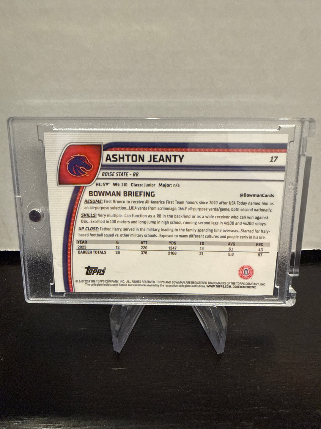Ashton Jeanty 2024 Bowman Chrome University 1st Bowman Blue Refractor, 009/199