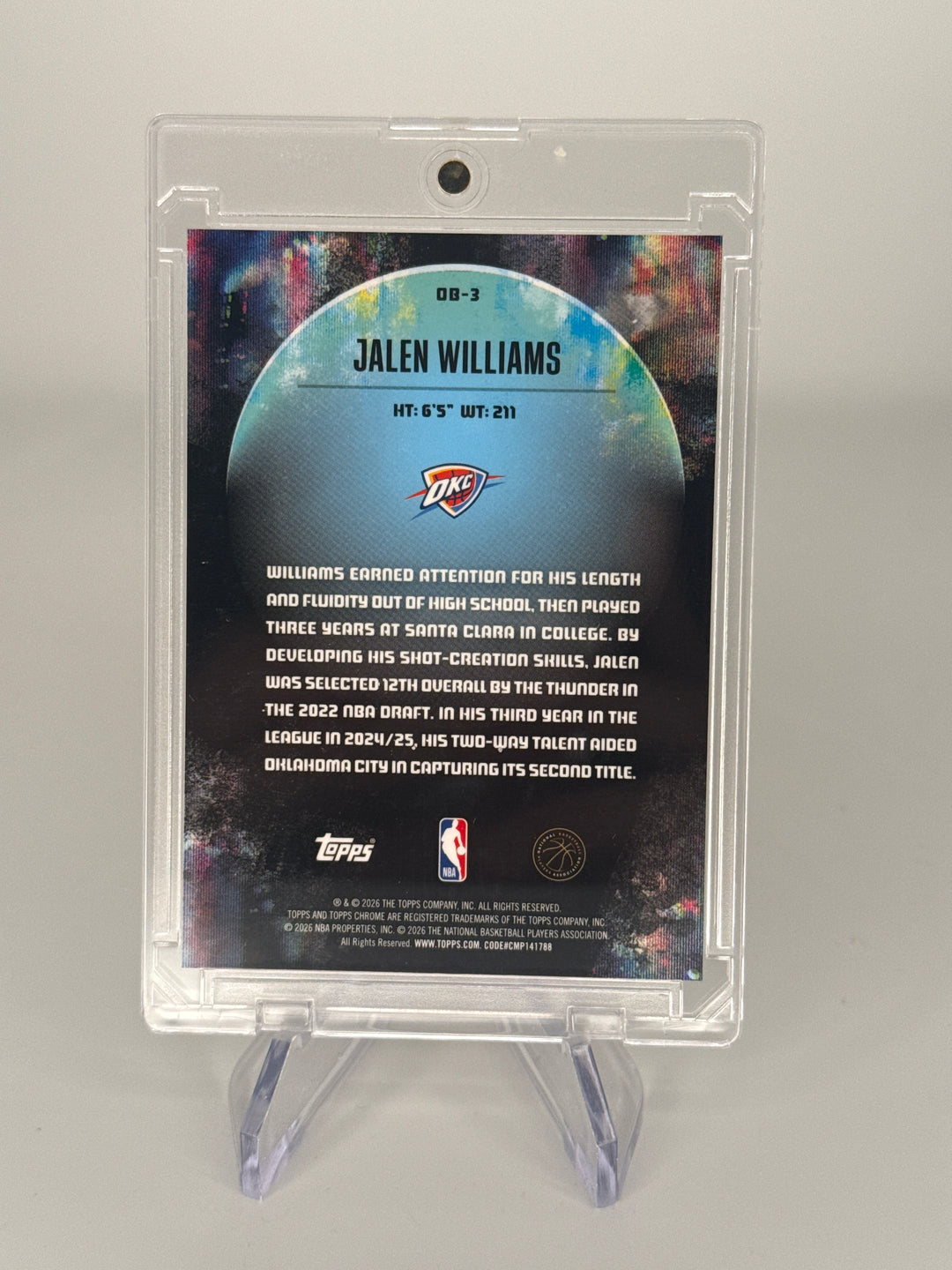 Jalen Williams 2026 Topps Chrome Black OBSCURA SSP Case Hit