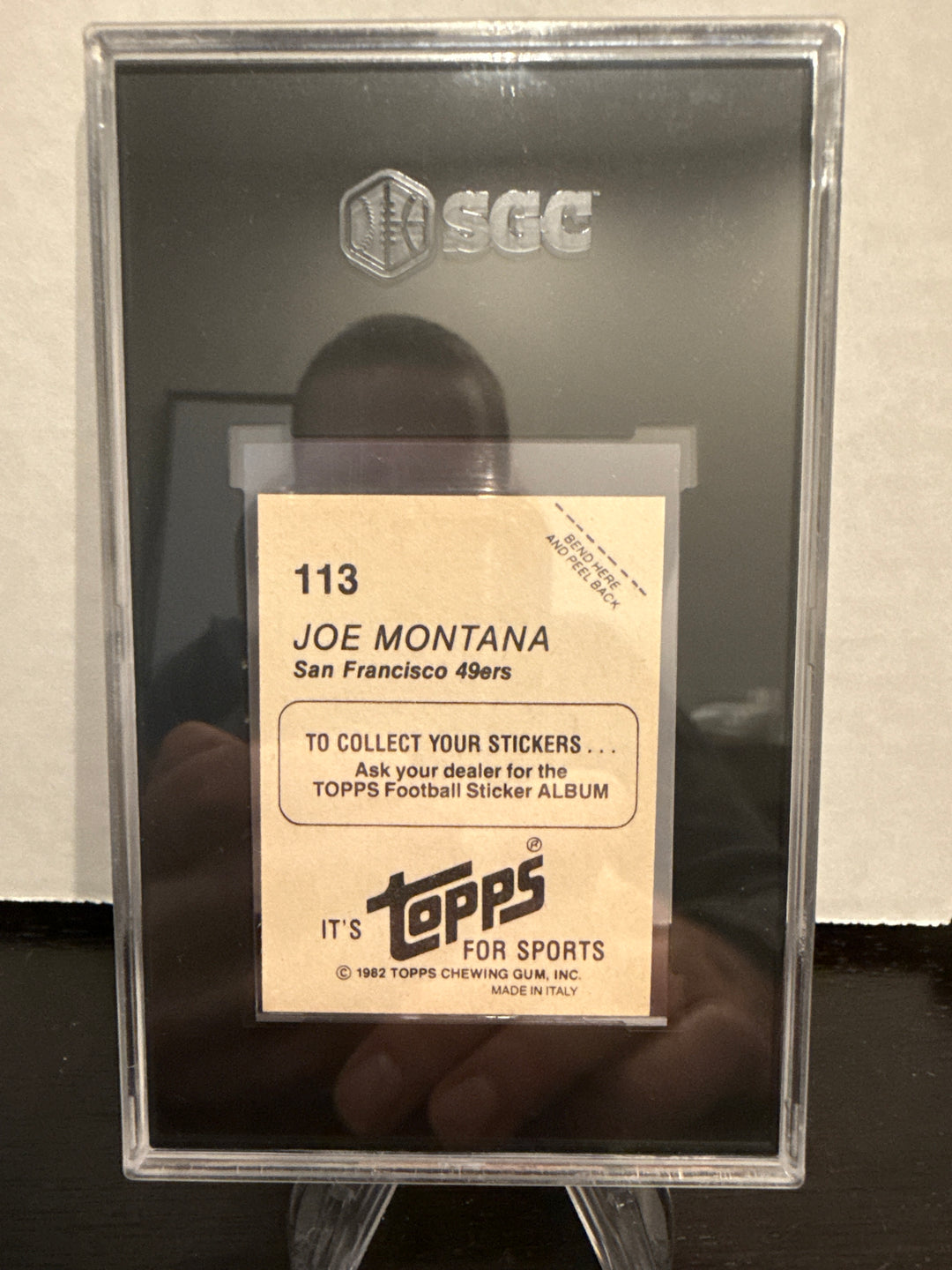 Joe Montana 1982 Topps Stickers, SGC 7