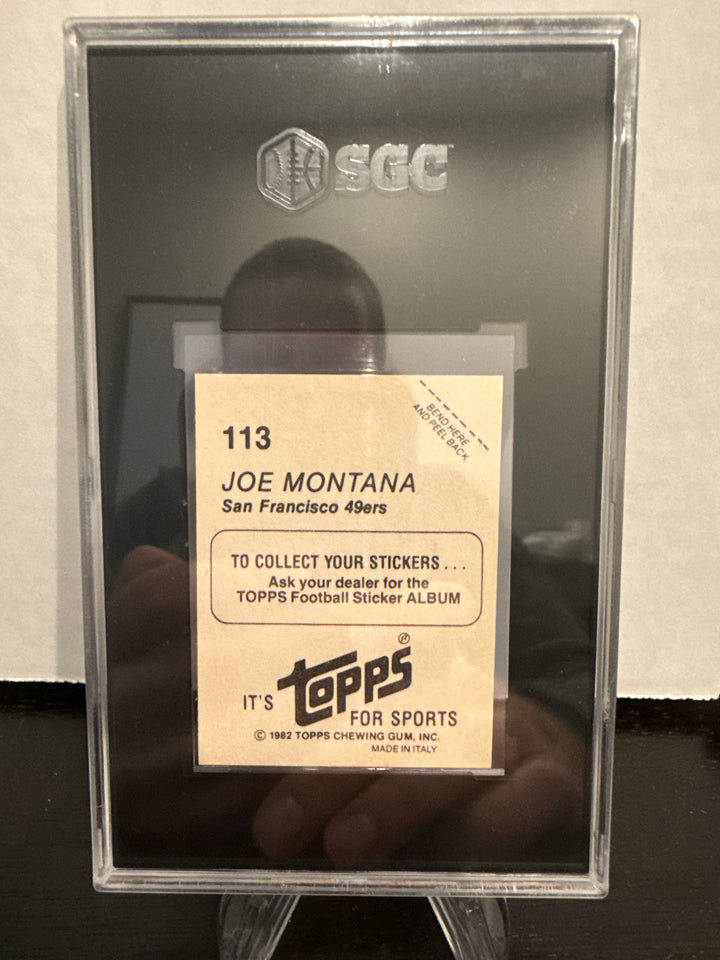 Joe Montana 1982 Topps Stickers, SGC 7