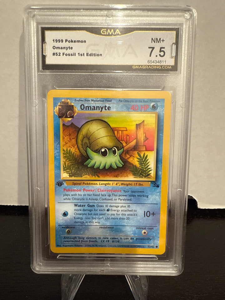 Pokemon TCG 1999 Omanyte Fossil First Edition, 52/62, GMA 7.5