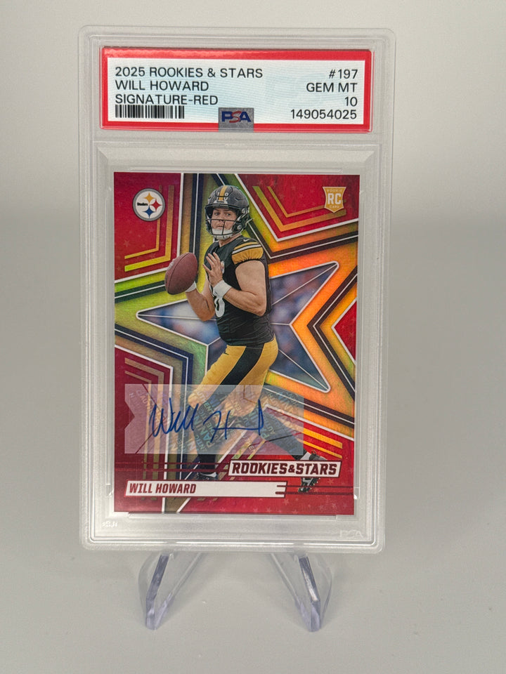 Will Howard 2025 Panini Rookies & Stars Red Rookie Auto, PSA 10 Gem Mint