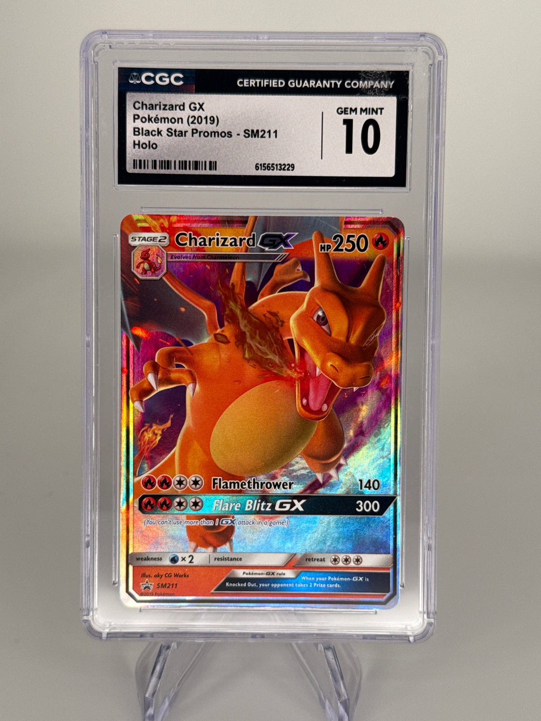 Pokemon TCG 2019 Charizard GX Hidden Fates Black Star Promo, SM211, CGC 10 Gem Mint