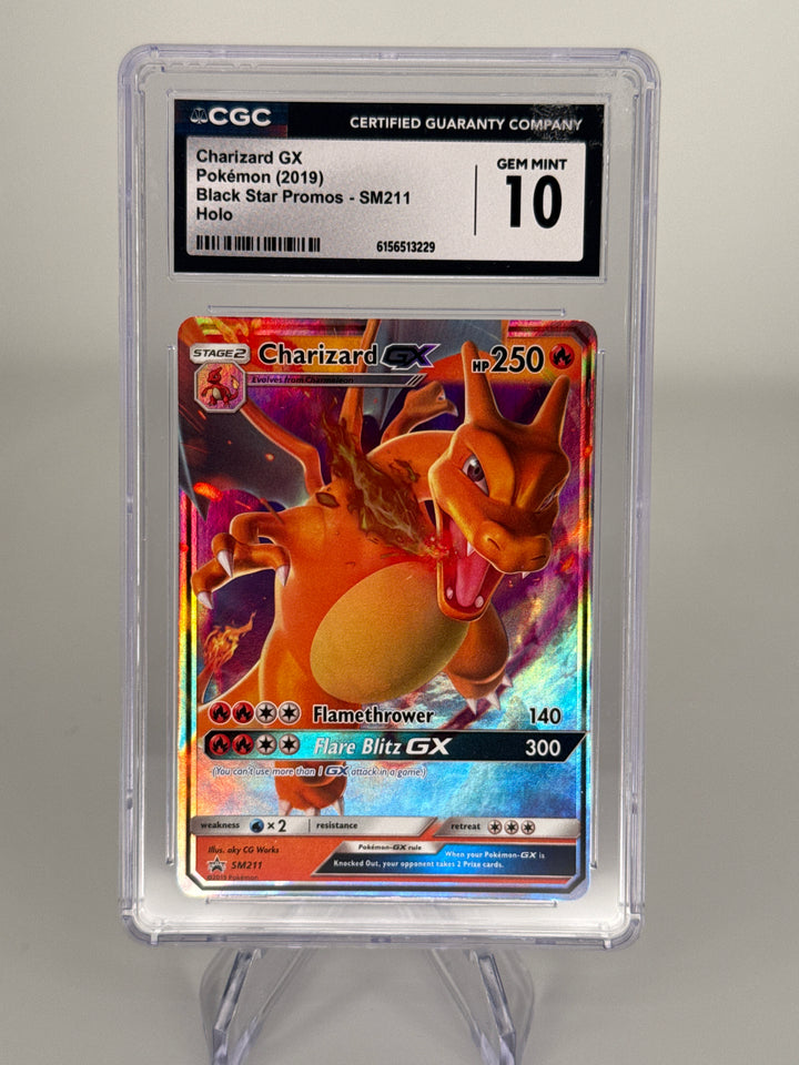 Pokemon TCG 2019 Charizard GX Hidden Fates Black Star Promo, SM211, CGC 10 Gem Mint