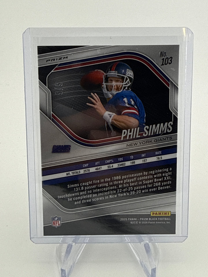 Phil Simms 2025 Panini Prizm Black Gold Prizm, 5/5