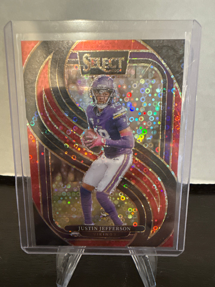 Justin Jefferson 2024 Panini Select Red No Huddle Prizm, 30/49